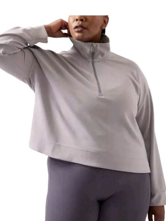 Athleta Tops - Athleta Womens 3X Plus Seasoft Tinsel Purple 1/4 Zip Pullover Athleisure